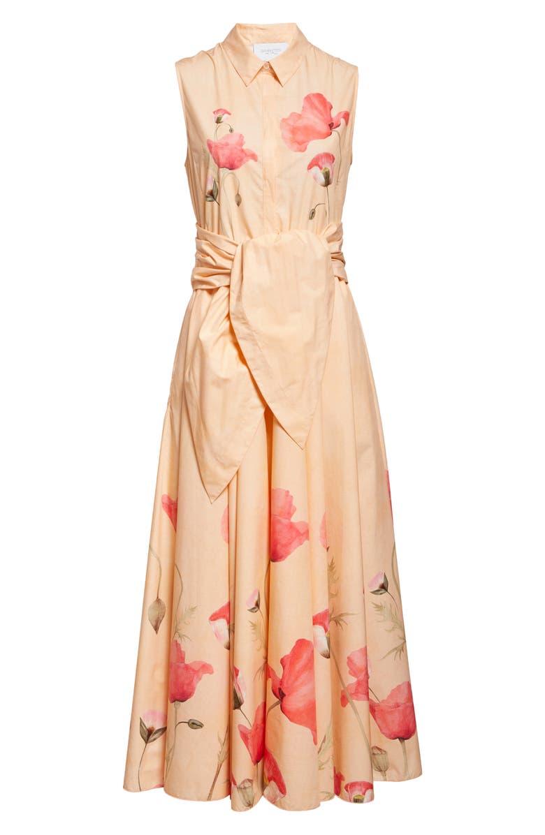 Giambattista Valli Poppy Print Tie Waist Cotton Poplin Shirtdress, Alternate, color, Poppies Popeline Print
