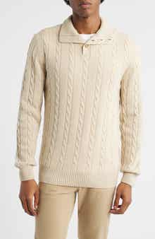 Aurélien Cable Merino Wool Half Placket Sweater