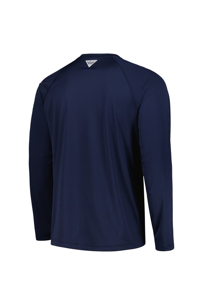 Men's Columbia Navy North Carolina Tar Heels Terminal Tackle Omni-Shade Raglan Long Sleeve T-Shirt, Alternate, color, Blue