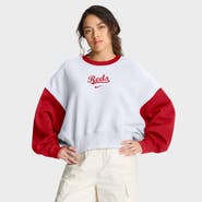 Nike Women's Nike White/Red Cincinnati Reds Oversized High Hip Fleece Sweatshirt