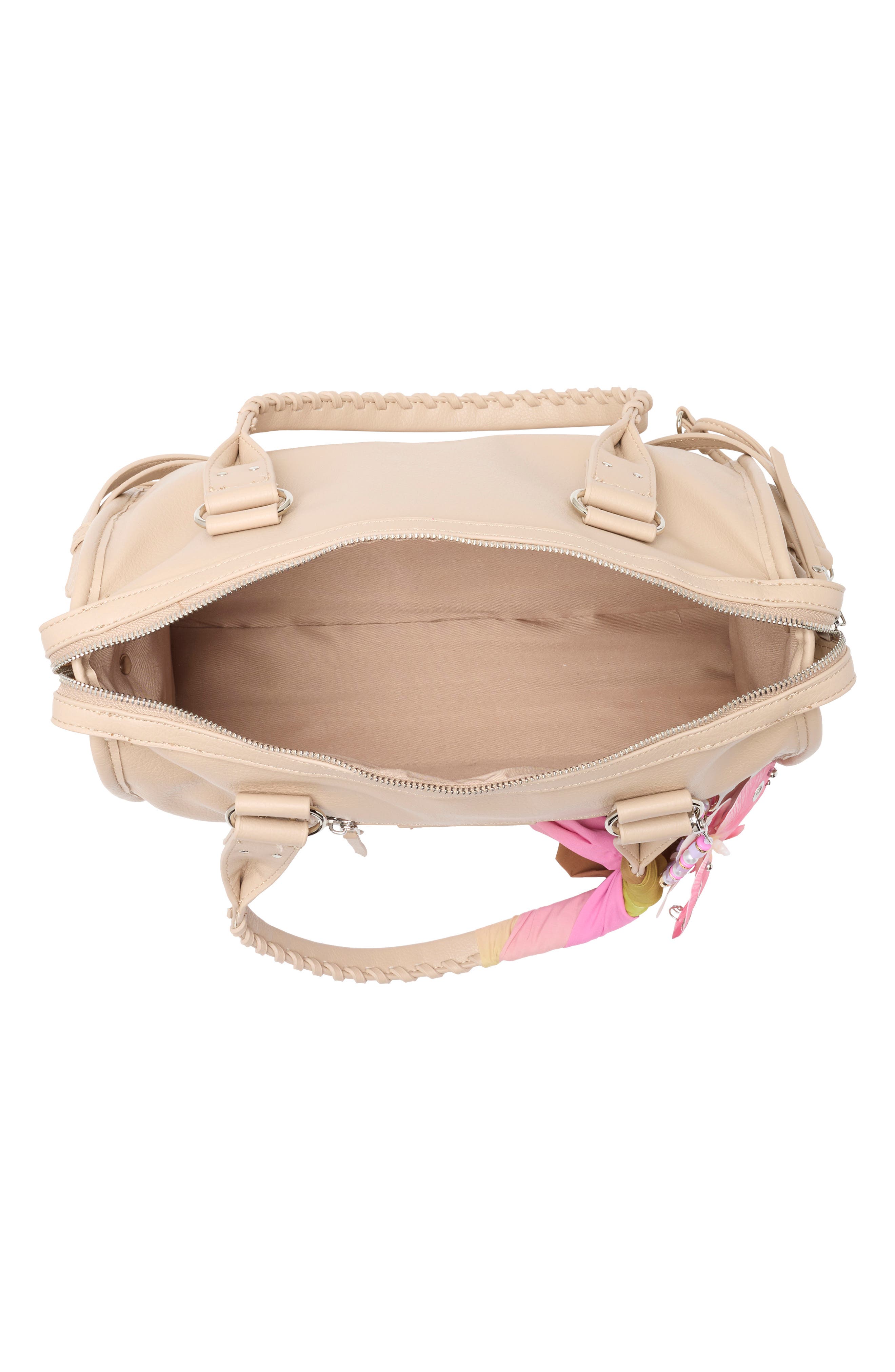 Charm Trim Bowler Bag, Alternate, color, TAUPE