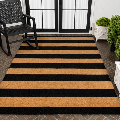Jonathan Y Peater Classic Casual Commerical Natural Coir Mat Indoor/outdoor In Black
