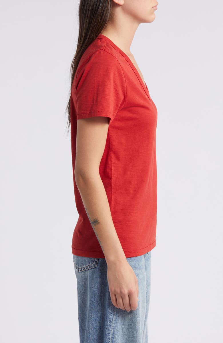 rag & bone The Vee Slub Cotton T-Shirt, Alternate, color, Red