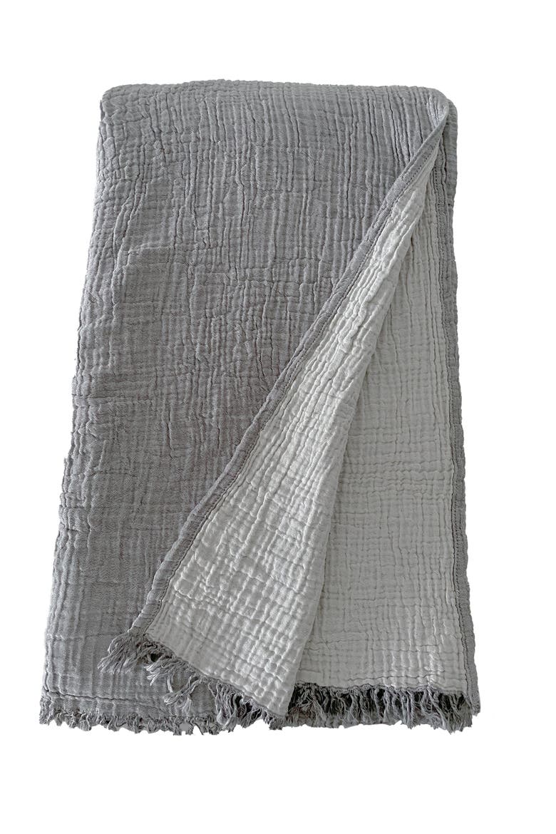 Crinkled Turkish Cotton Oversized Cuddle Blanket, Main, color, Charcoal Grey