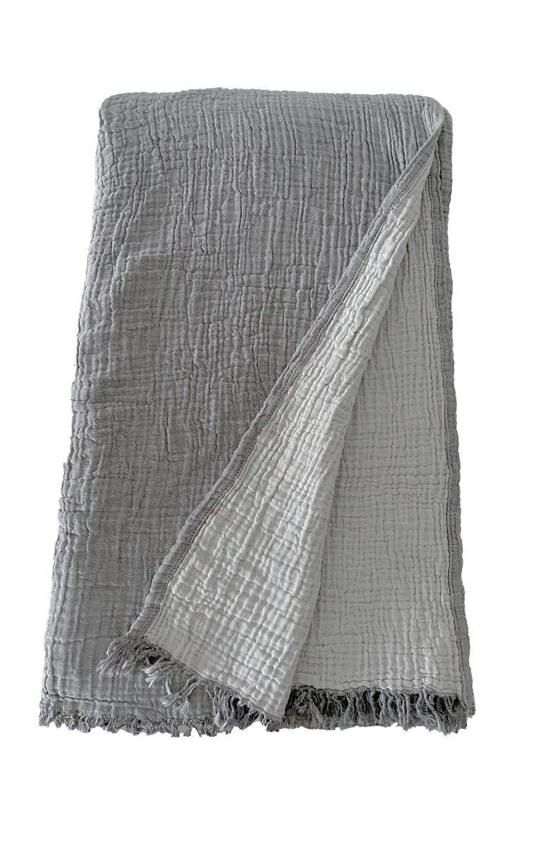 Anaya Crinkled Turkish Cotton Oversized Cuddle Blanket, Main, color, Charcoal Grey