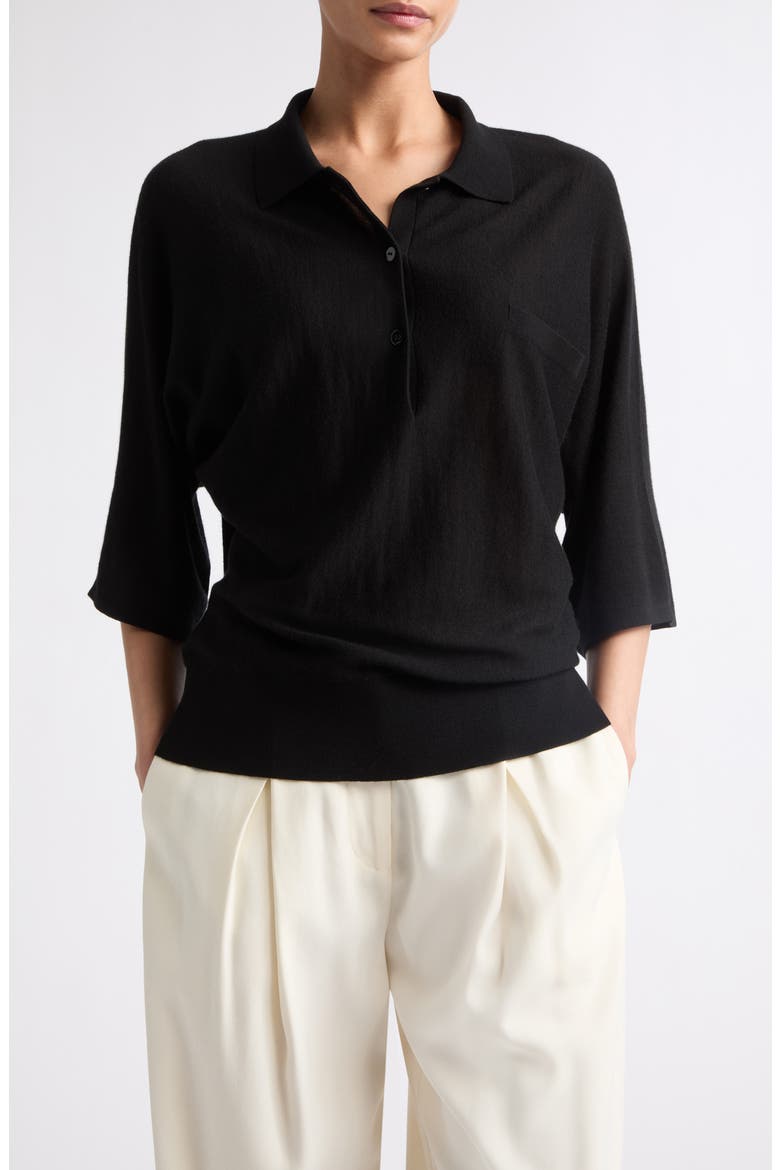 Norie Cashmere Polo Sweater, Main, color, BLACK