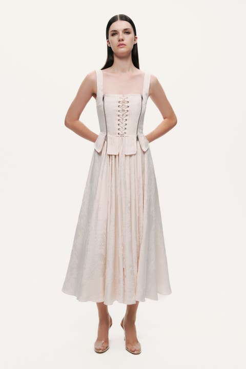 Lace-Up Corset Midi Dress