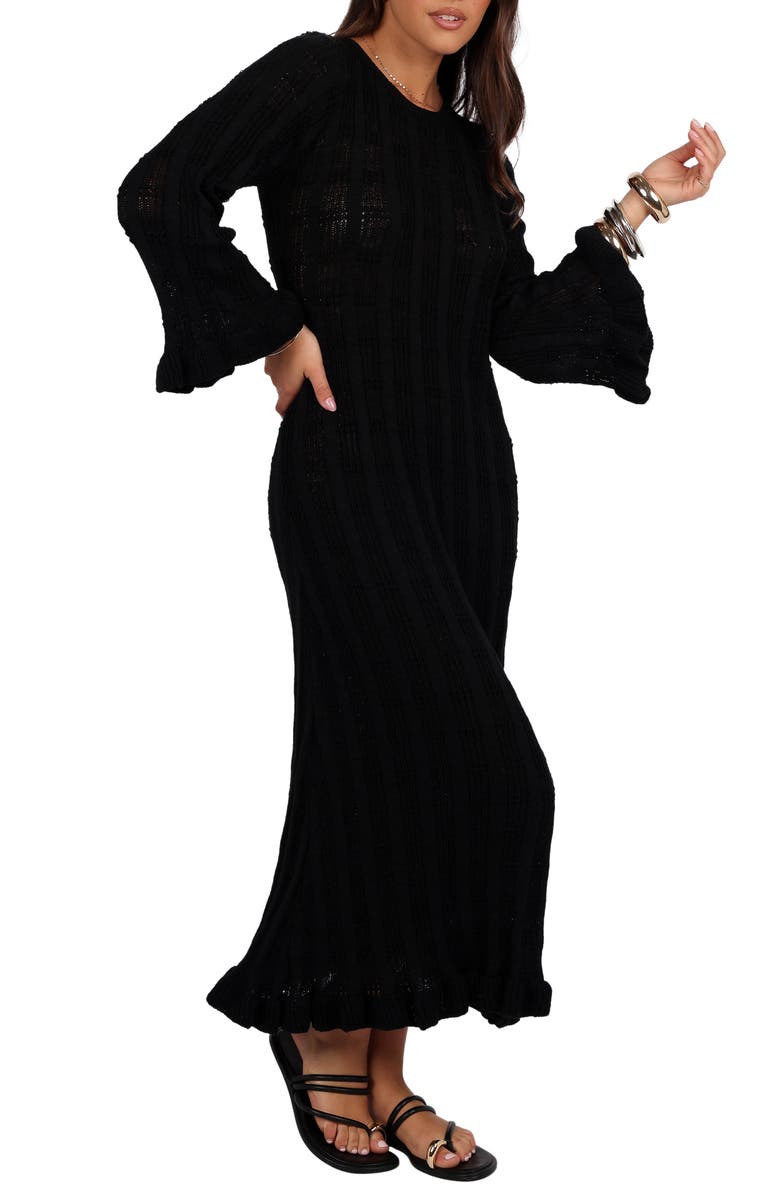 Petal & Pup Colter Rib Long Sleeve Maxi Sweater Dress, Alternate, color, Black