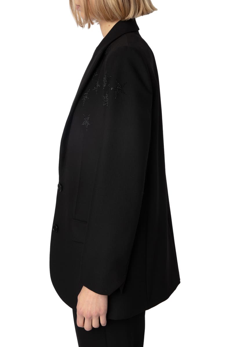 Zadig & Voltaire Viva Strass Star Embellished Blazer, Alternate, color, Black