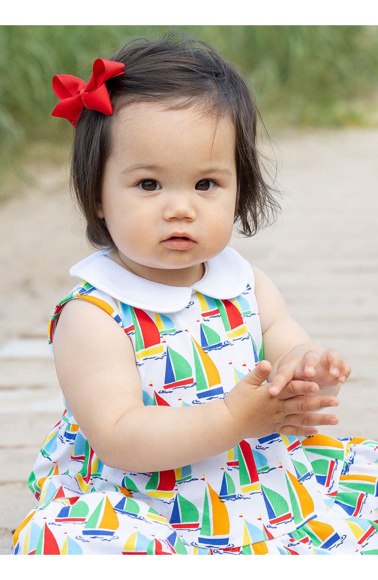 Florence Eiseman Sailboat Print Tiered Dress, Alternate, color, White / Multicolor