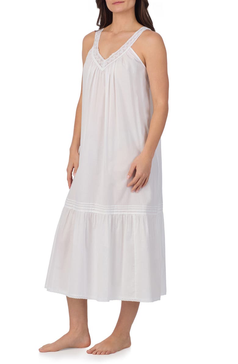 Eileen West Sleeveless Cotton Lawn Ballet Nightgown, Alternate, color, White