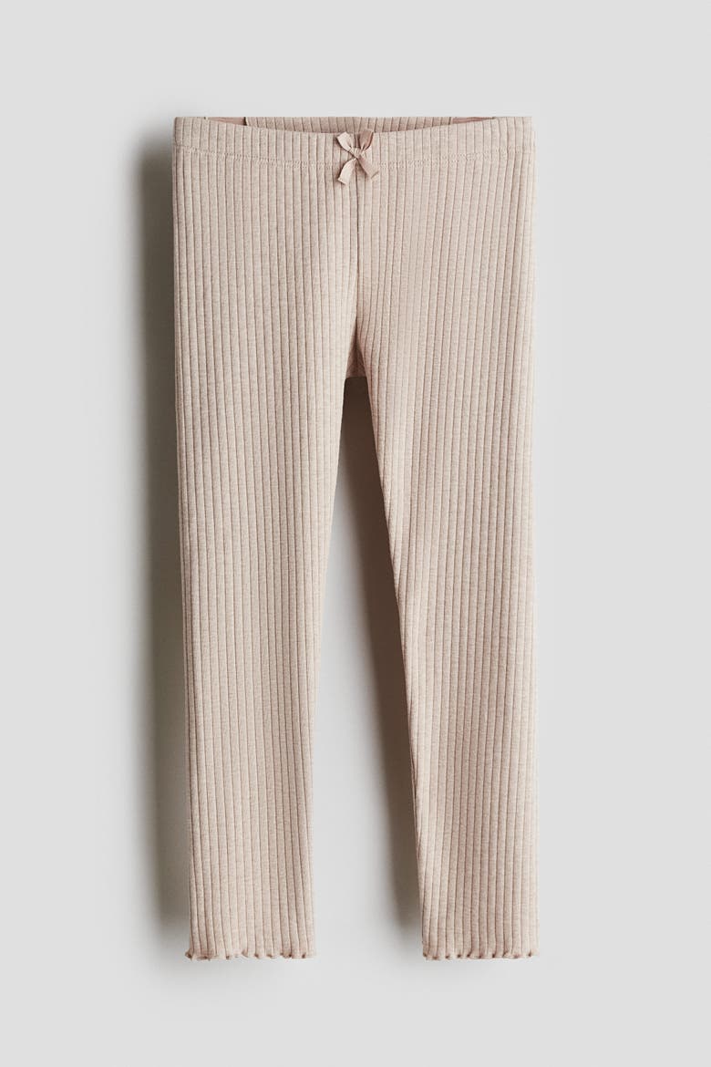 Ribbed Cotton Leggings, Main, color, Beige melange