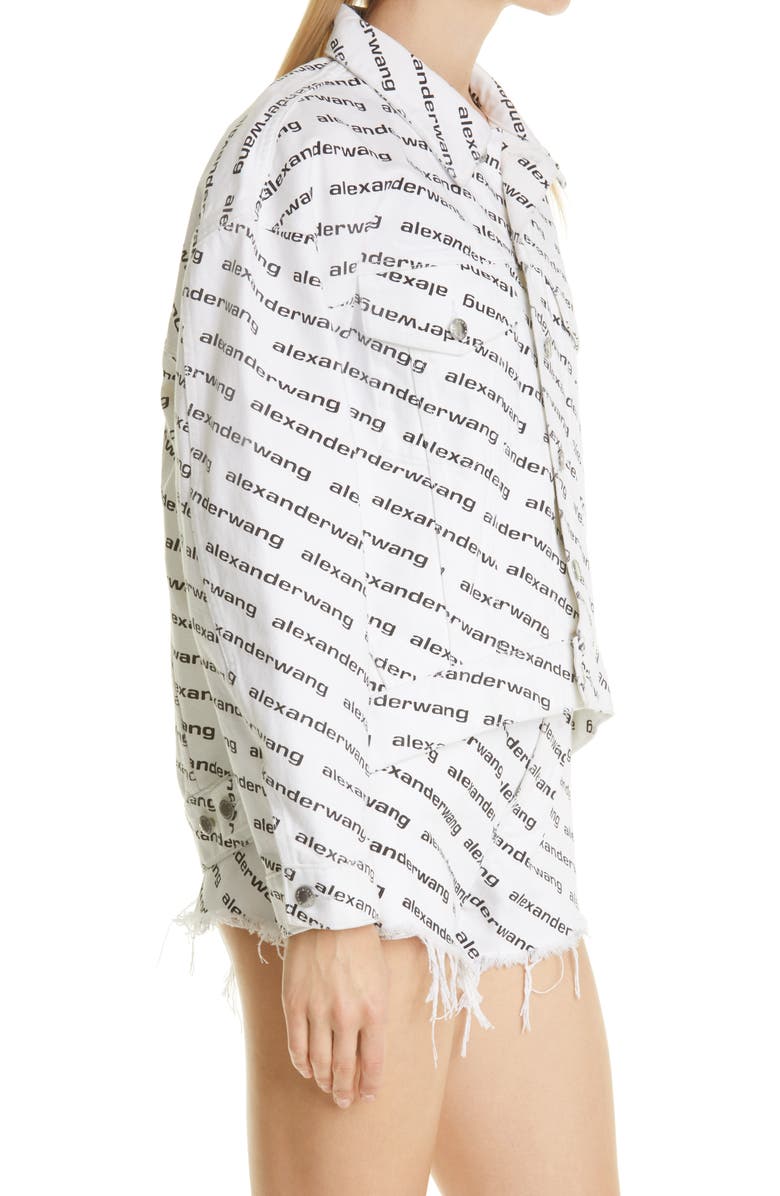 Alexander Wang Falling Back Logo Denim Jacket, Alternate, color, 