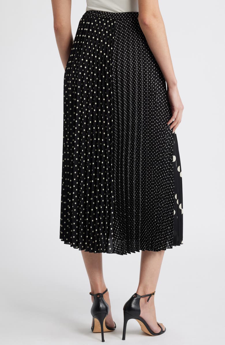 Anne Klein Blocked Polka Dot Pleated Midi Skirt, Alternate, color, 