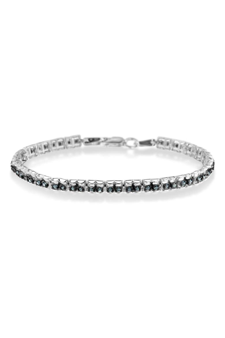 Black Rhodium over Silver 1.0 Cttw Rose Cut Diamond Double-Link Tennis Bracelet, Main, color, White
