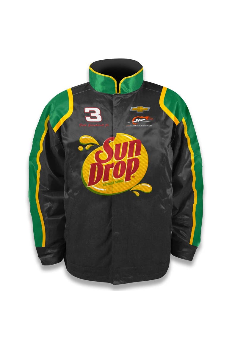 Men's JR Motorsports Official Team Apparel  Black Dale Earnhardt Jr. Sun Drop Nylon Uniform Full-Snap Jacket, Alternate, color, Black