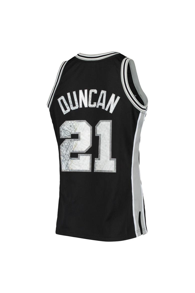 Men's Mitchell & Ness Tim Duncan Black San Antonio Spurs 1998/99 Hardwood Classics NBA 75th Anniversary Diamond Swingman Jersey, Alternate, color, Black