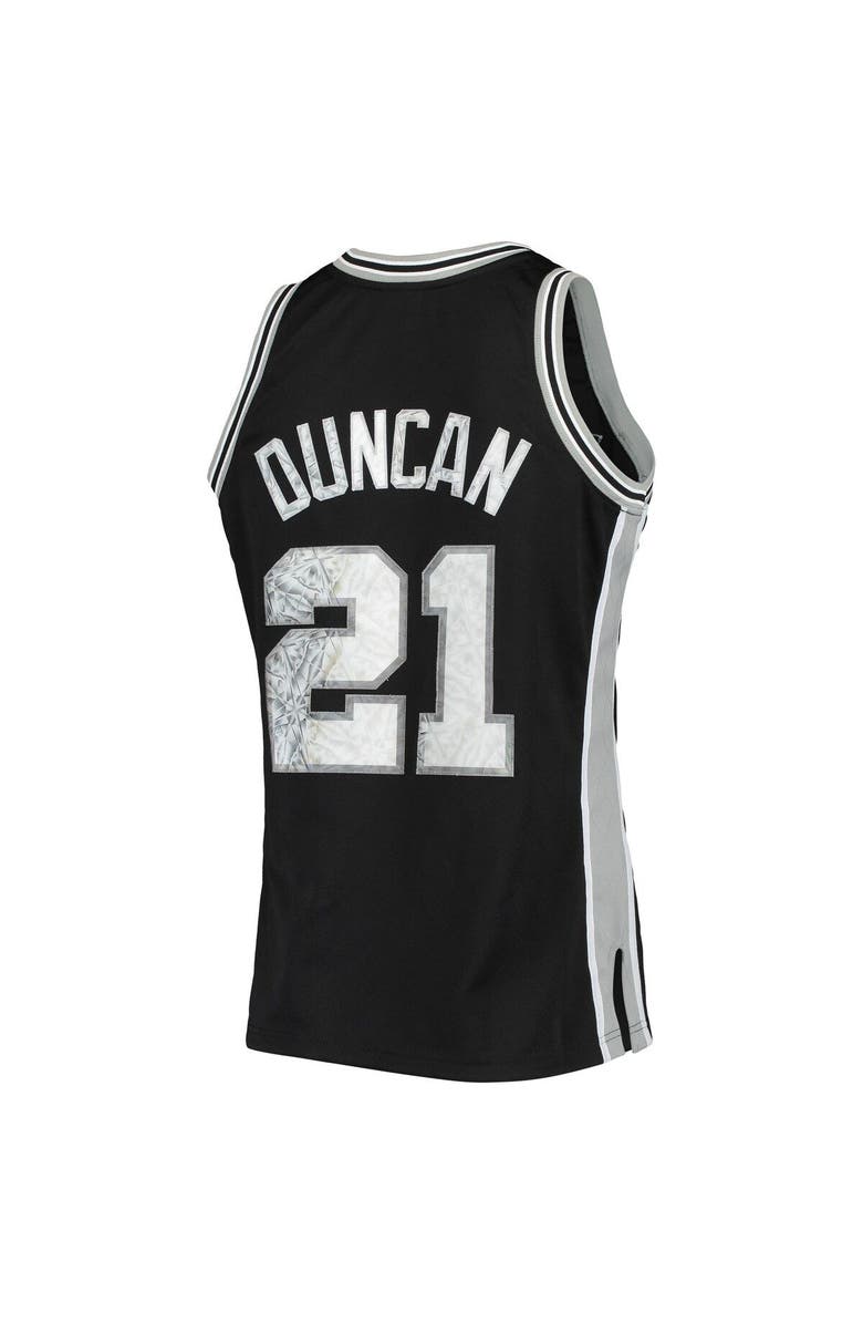 Mitchell & Ness Men's Mitchell & Ness Tim Duncan Black San Antonio Spurs 1998/99 Hardwood Classics NBA 75th Anniversary Diamond Swingman Jersey, Alternate, color,