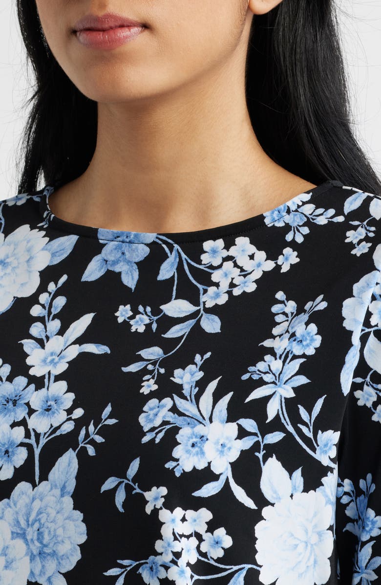 Anne Klein Floral Print Knit Top, Alternate, color, Anne Black Multi