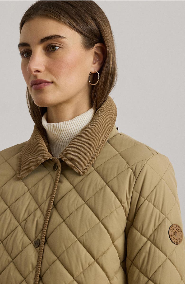 Lauren Ralph Lauren Diamond Quilted Hooded Coat, Alternate, color, Birch Tan