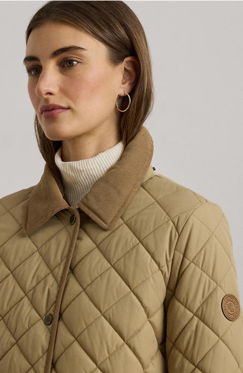 Ralph Lauren Lauren  Diamond Pattern Quilted Coat In Brown