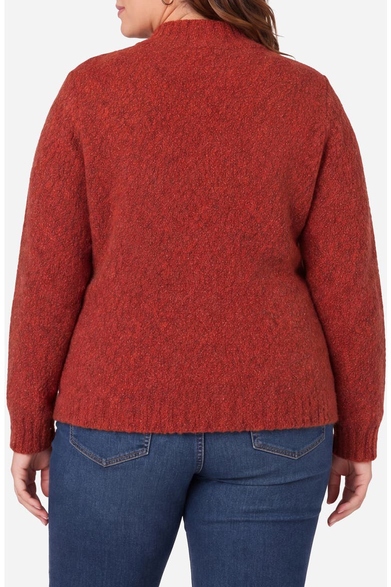 Mock Neck Bouclé Sweater with Button Detail, Alternate, color, RUST MULTI
