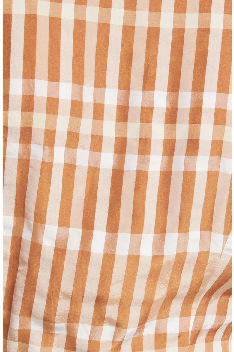 Print V-Neck Empire Waist Blouse, Alternate, color, BROWN CHECK