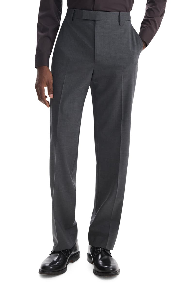 Straight Leg Stretch Wool Dress Pants, Main, color, MEDIUM CHARCOAL
