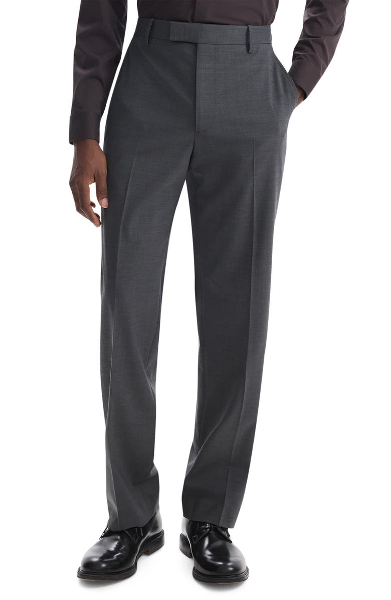 Theory Straight Leg Stretch Wool Dress Pants, Main, color, Medium Charcoal