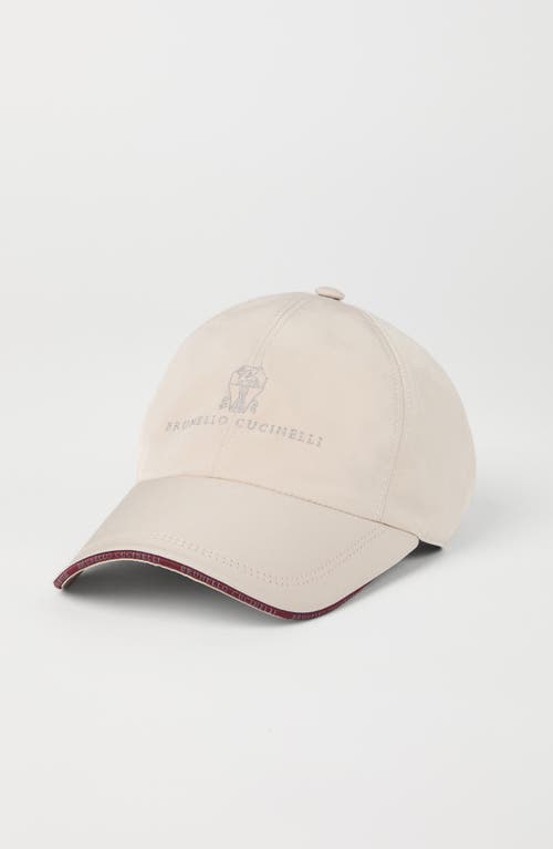 Brunello Cucinelli Water-resistant Microfibre Embroidered Baseball Cap In Cool Beige