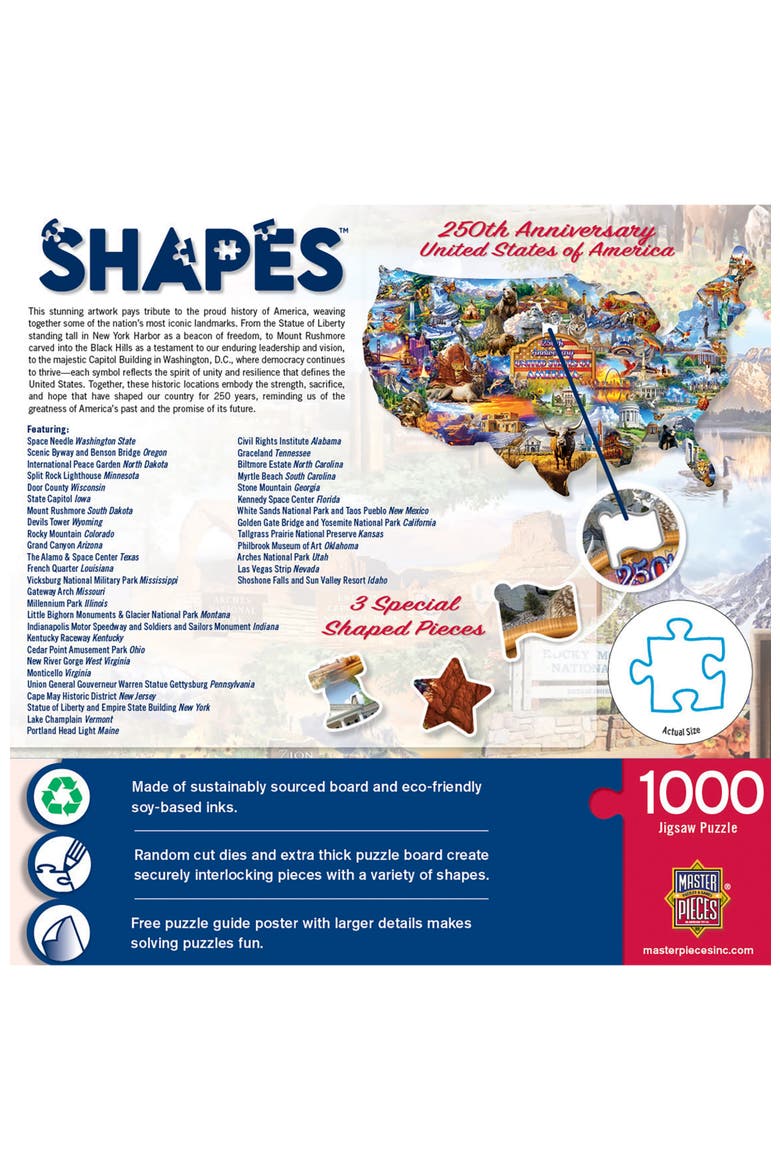 United States 1000 Piece Shaped Puzzle, Alternate, color, Multicolor