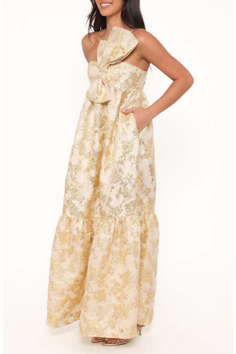 Betina Bow Front Maxi Dress, Alternate, color, YELLOW BROCADE