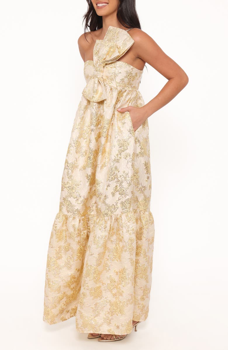 Petal & Pup Betina Bow Front Maxi Dress, Alternate, color, Yellow Brocade