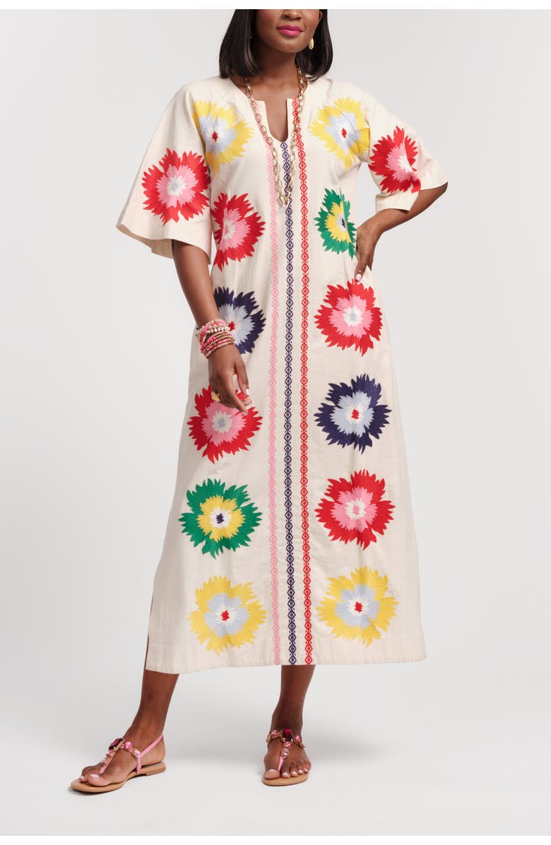 Frances Valentine Charming Caftan Maxi Fireflower, Main, color, Oyster/Multi