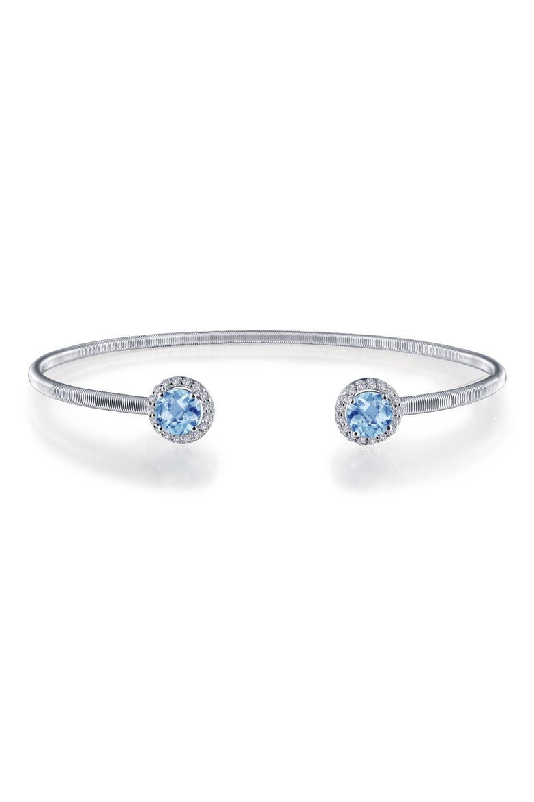 Lassaire Simulated Diamond Cuff, Main, color, SILVER/ DECEMBER BLUE TOPAZ