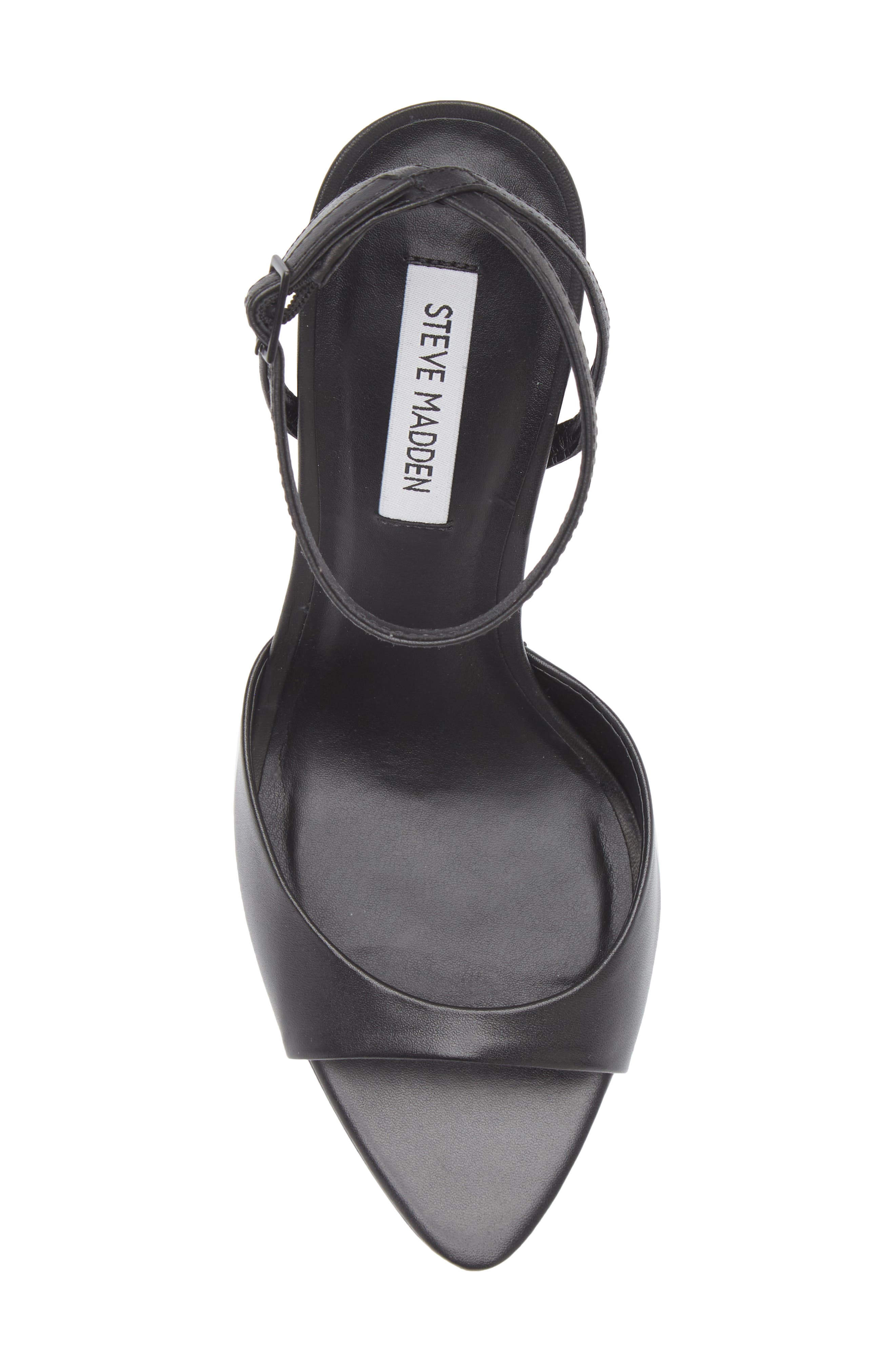 Steve Madden Beki Ankle Strap Pointed Toe Sandal, Alternate, color, Black Leather