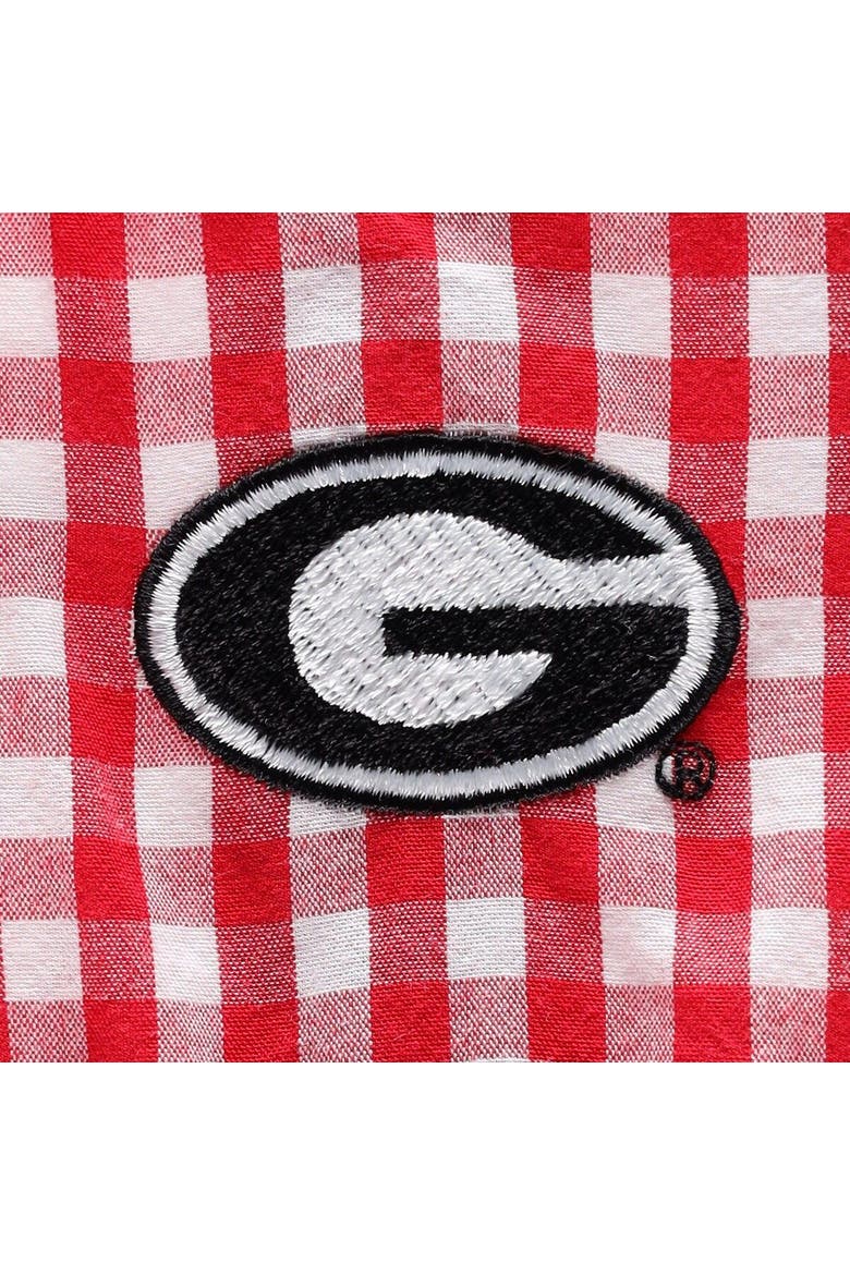 Girls Infant Garb White/Red Georgia Bulldogs Teagan Gingham Ruffled Romper, Alternate, color, Red