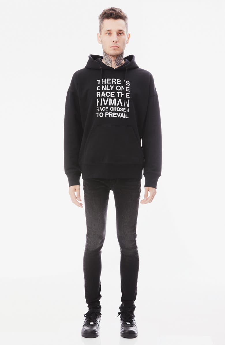 HVMAN Graphic Pullover Hoodie, Alternate, color, Black