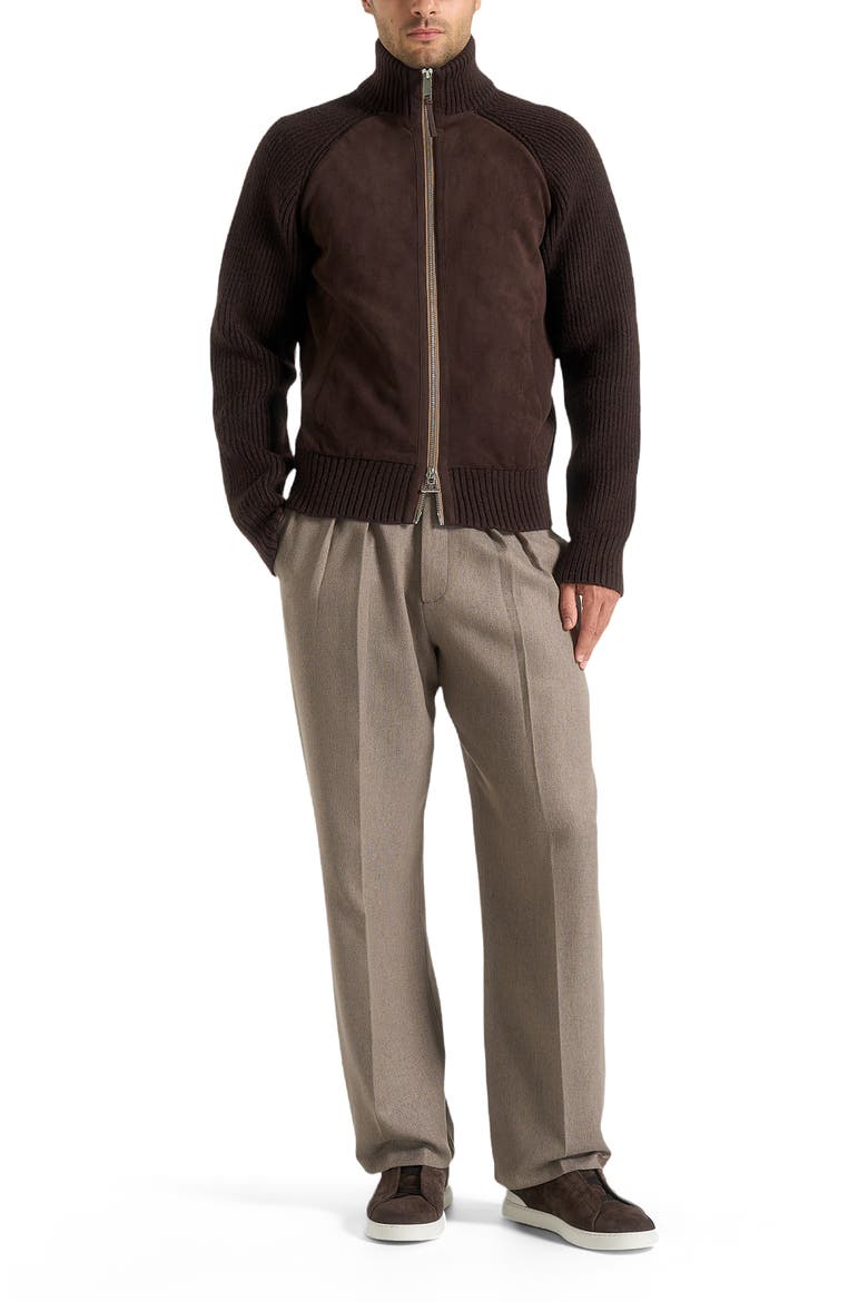 Rami Suede & Knit Jacket, Alternate, color, Brown