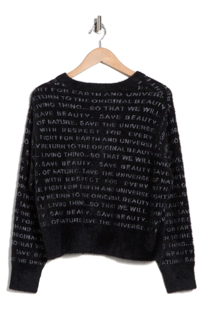 Desigual Metallic Script Jacquard Sweater, Alternate, color, Black
