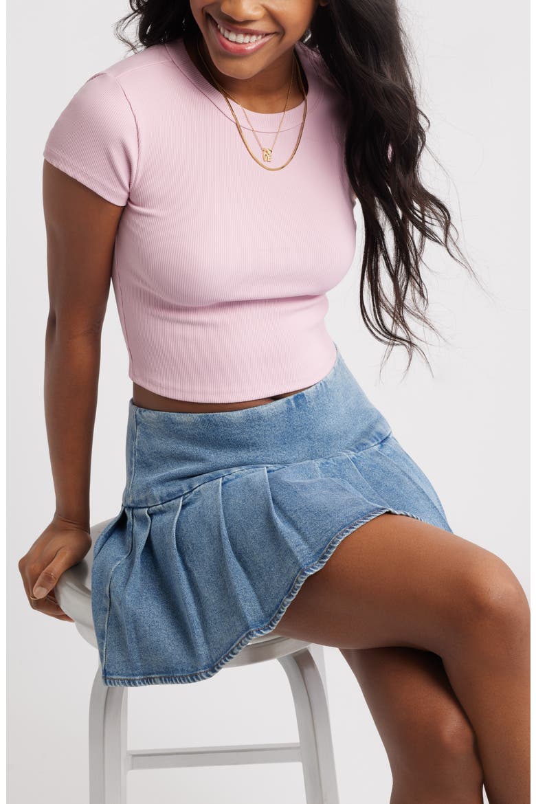 Compact Rib Crop Baby Tee, Alternate, color, PINK CAMEO