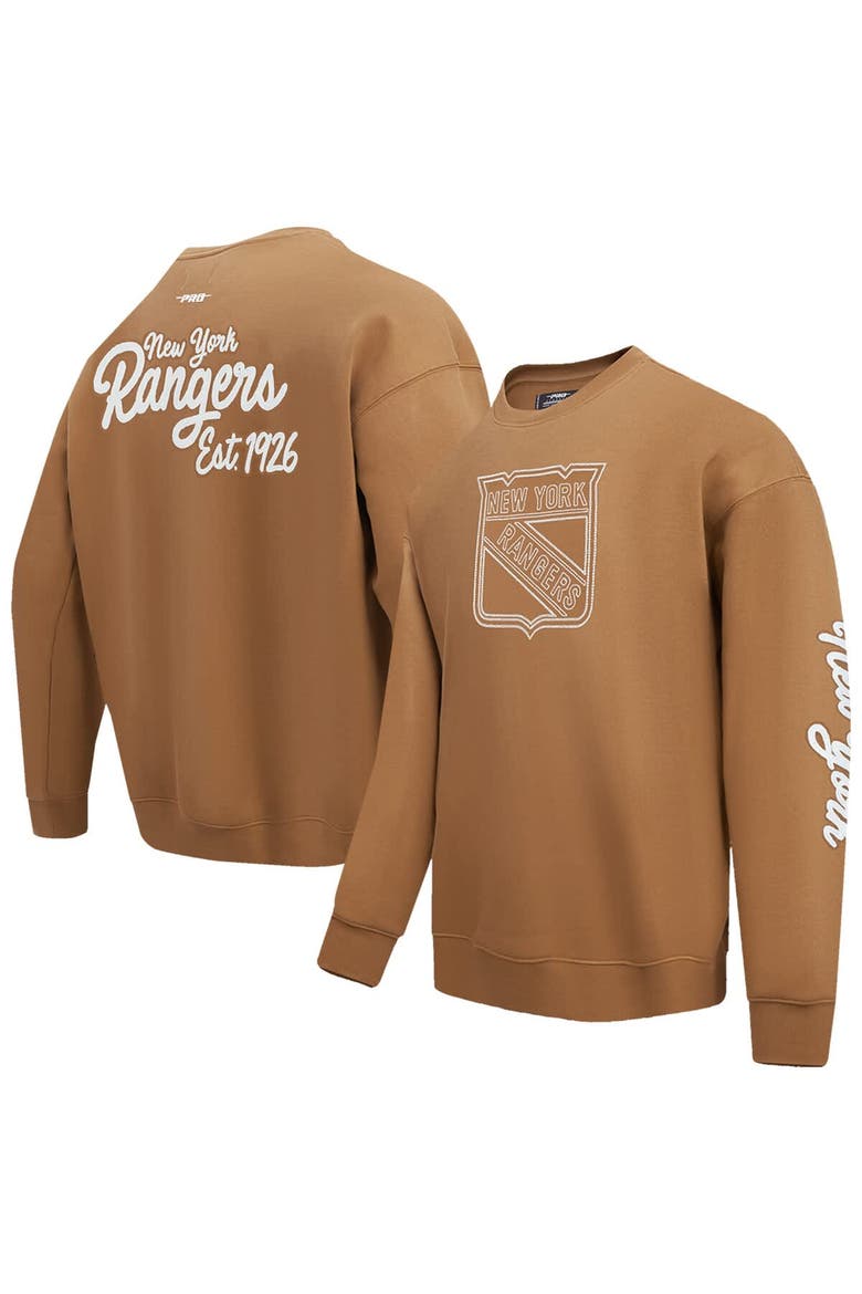 Men's Pro Standard  Brown New York Rangers Paint the City Pullover Sweatshirt, Alternate, color, Brown