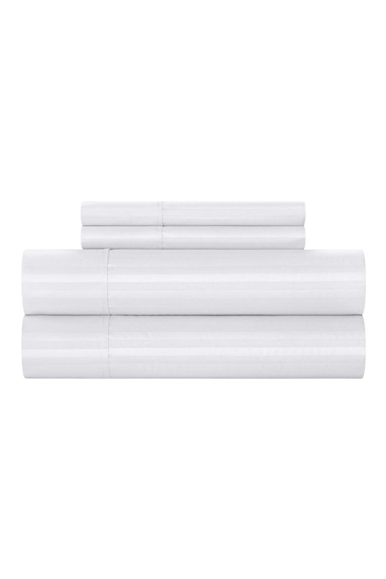Sarina Solid with Stripe Sheet Set - Twin, Main, color, WHITE