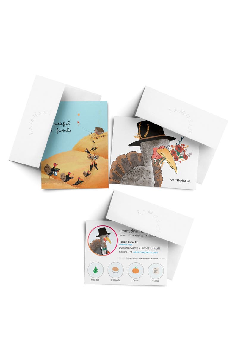 Ramus & Co Turkey Thanksgiving Fall/Autumn Greeting Card Pack Sets, Main, color, Multi-Pack