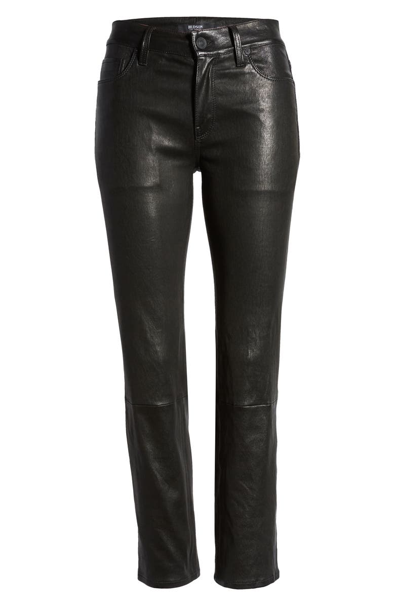Hudson Jeans Hudson Nico Straight Leg Ankle Leather Pants, Alternate, color, 