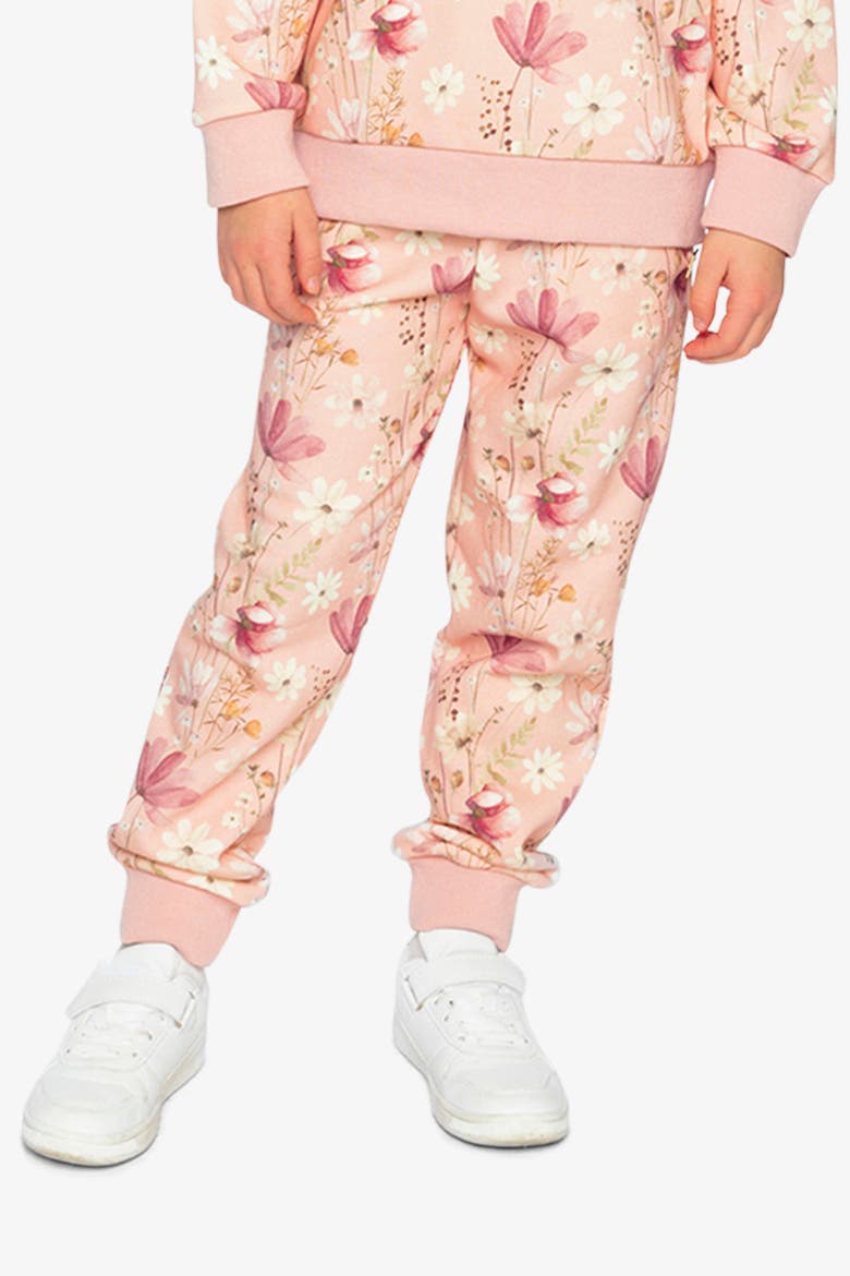 French Terry Ribbed Cuff Sweatpants, Alternate, color, Pink Printed Flowers