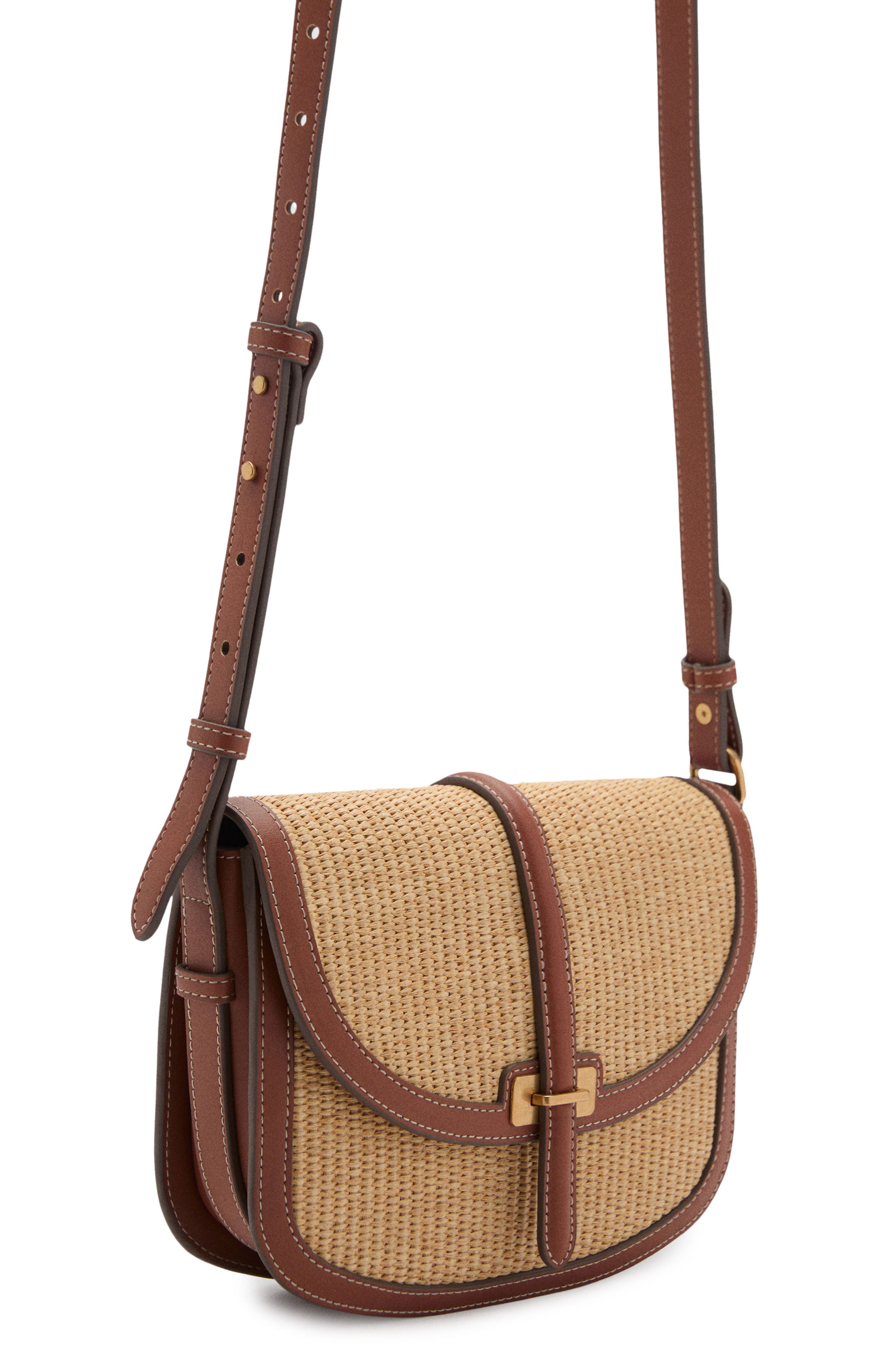 MANGO Contrast Canvas 
Faux Leather Crossbody Bag, Alternate, color, 