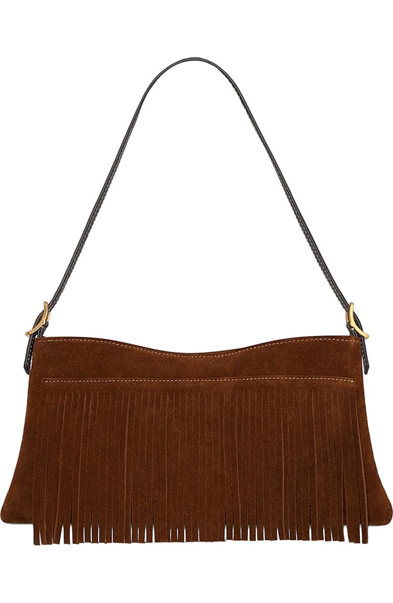 Rebecca Minkoff Fringe Baguette Shoulder Bag, Main, color, Cannella/ Black