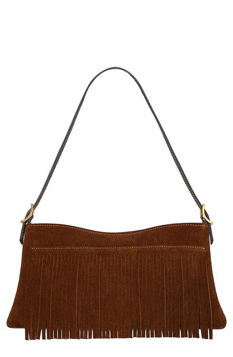 Fringe Baguette Shoulder Bag