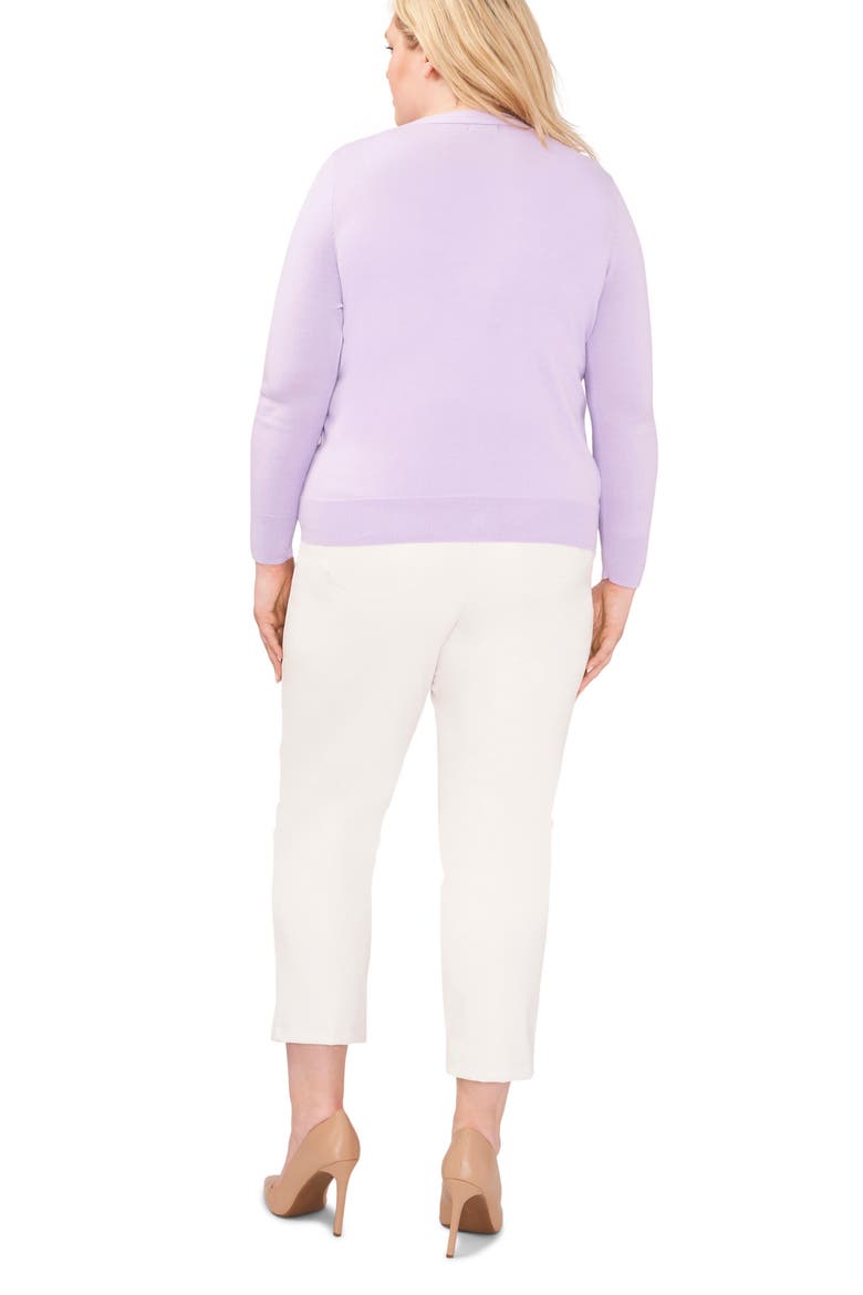 V-Neck Cotton Blend Cardigan, Alternate, color, PURPLE ROSE